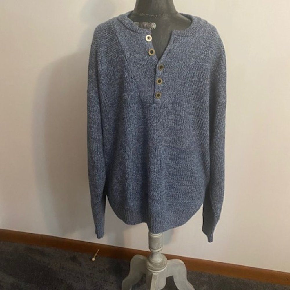 RedHead Blue Knit 1/4 button down sweater, size XL